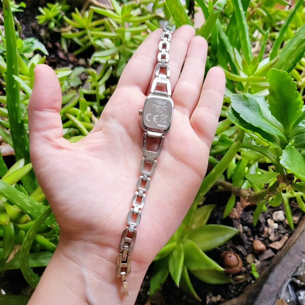 Classic Next Rhinestone Silver Tonneau Barrel Watch